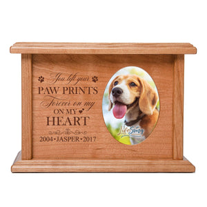 Pet Memorial Picture Cremation Urn Box for Dog or Cat - You Left Paw Prints