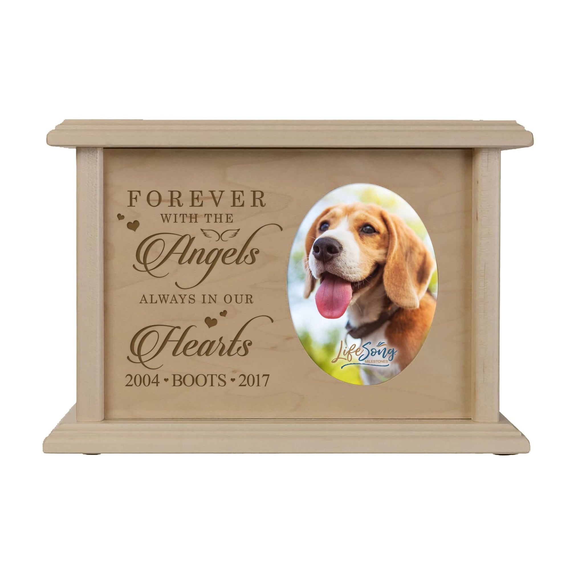 Pet Memorial Picture Cremation Urn Box for Dog or Cat - Forever With The Angels