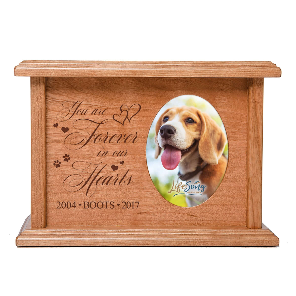 Pet Memorial Picture Cremation Urn Box for Dog or Cat - You Are Forever In Our Hearts