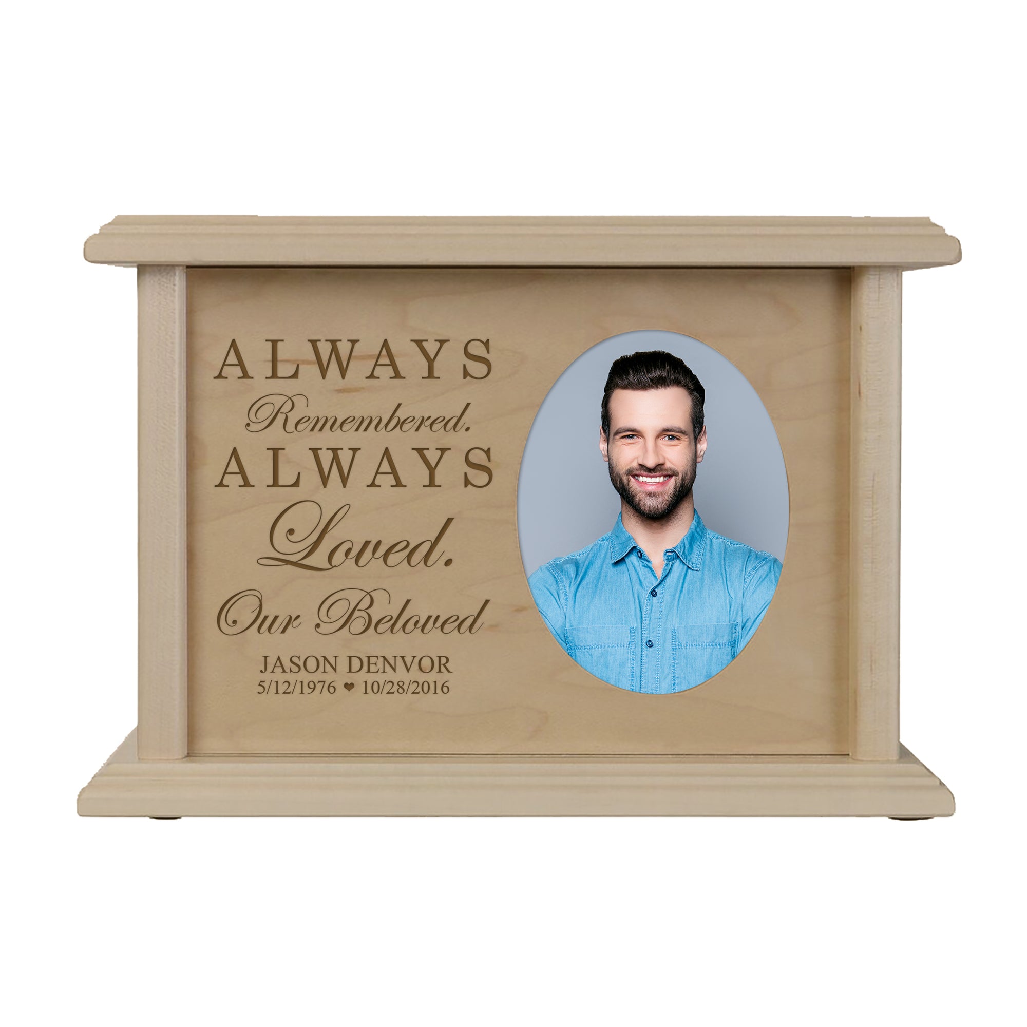LifeSong Milestones Personalized Cremation Urns for Adult Ashes Memorial Keepsake Box - Cremation Wooden Box For Ashes Holds 65 Cubic Inches Measures 8.75x6.25x4
