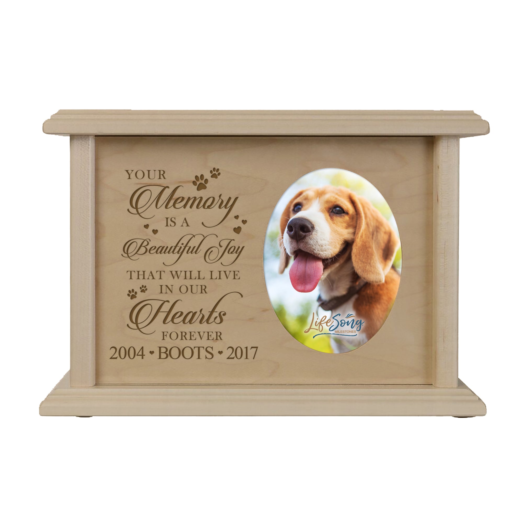 LifeSong Milestones Personalized Large Dog Pet Urn Memorial Keepsake Dog Urn Box - Cremation Puppy Keepsake Holds 65 Cubic Inches Measures 8.75x6.25x4