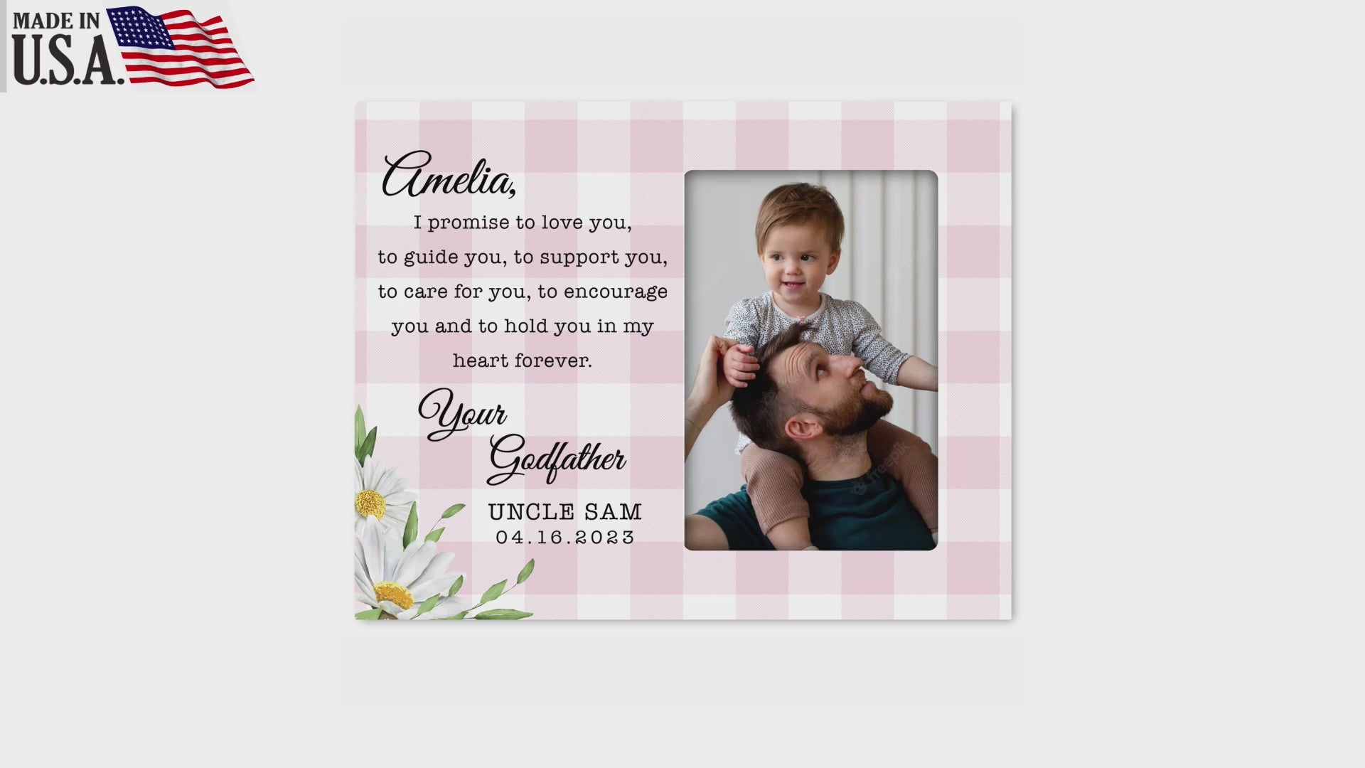 Personalized Wooden Picture Frame for Goddaughter