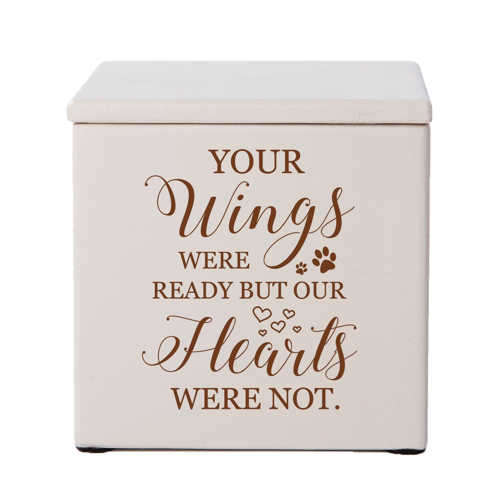 Ivory Pet Memorial 3.5x3.5 Keepsake Urn with phrase "Your Memory Is A Beautiful Joy"