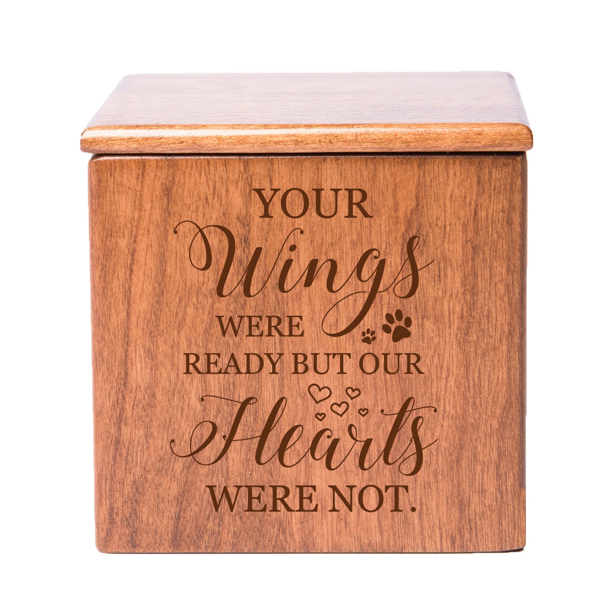Cherry Pet Memorial 3.5x3.5 Keepsake Urn with phrase "Your Wings Were Ready"