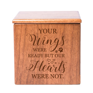 Cherry Pet Memorial 3.5x3.5 Keepsake Urn with phrase "Your Wings Were Ready"