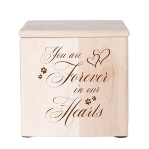 Maple Pet Memorial 3.5x3.5 Keepsake Urn with phrase "You Are Forever In Our Hearts"
