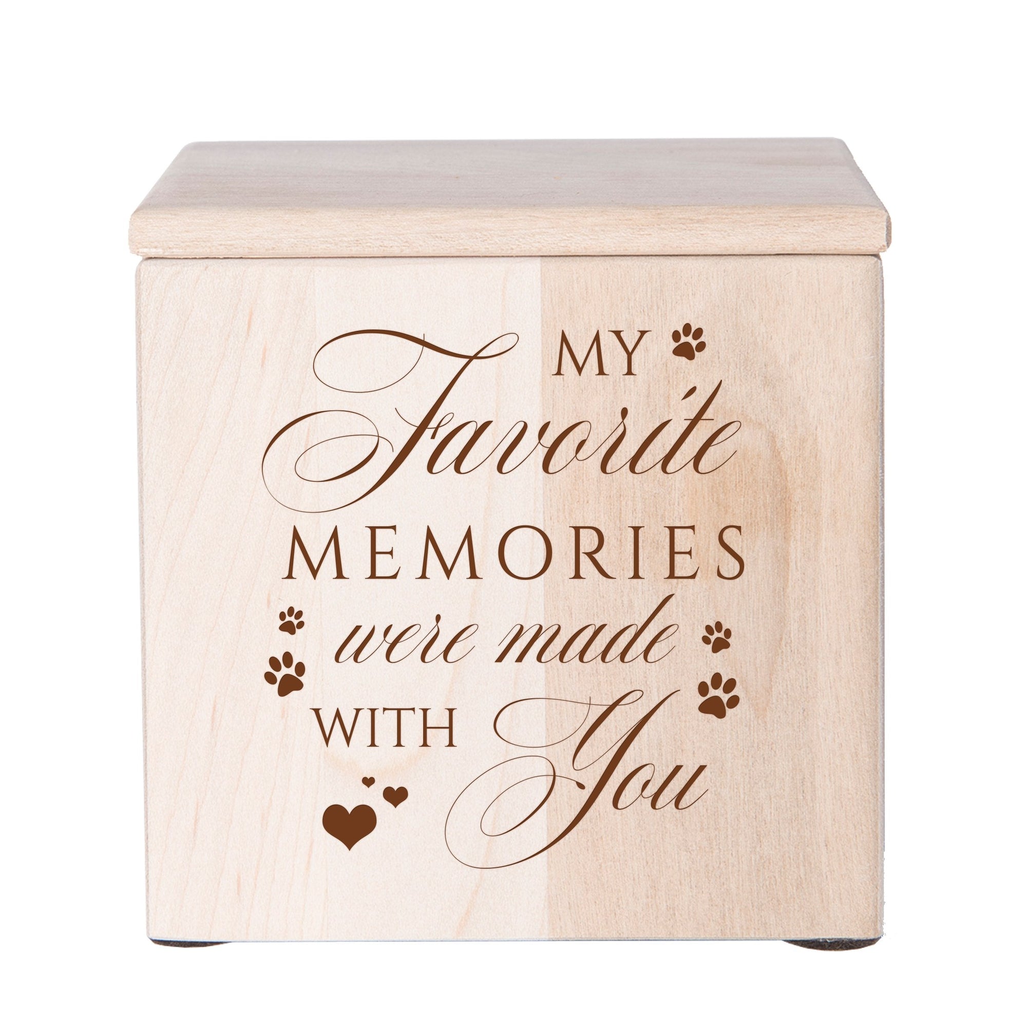 Maple Pet Memorial 3.5x3.5 Keepsake Urn with phrase "My Favorite Memories"