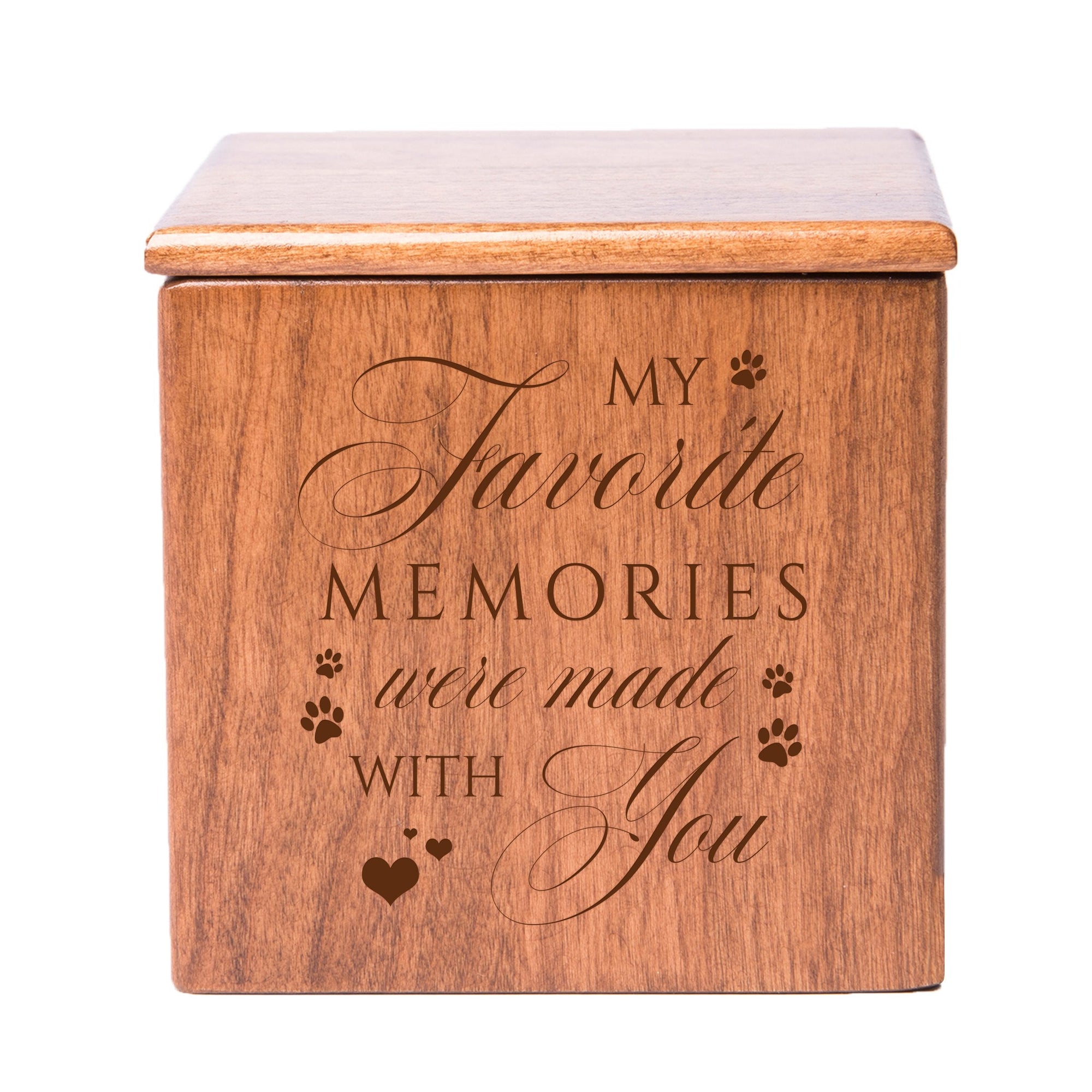 Cherry Pet Memorial 3.5x3.5 Keepsake Urn with phrase "My Favorite Memories"