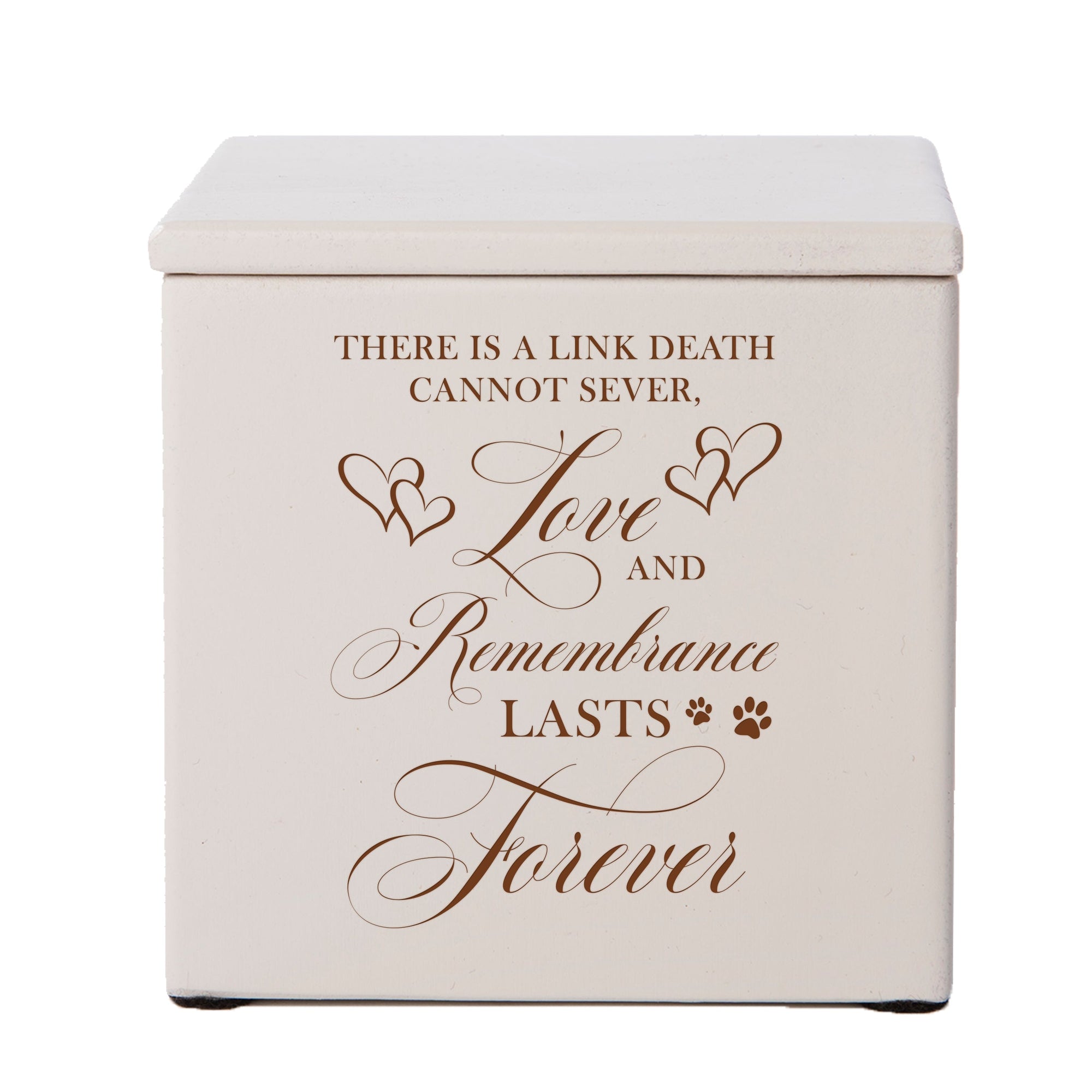 Pet Memorial Keepsake Cremation Urn Box for Dog or Cat - There Is A Link Death Cannot Sever