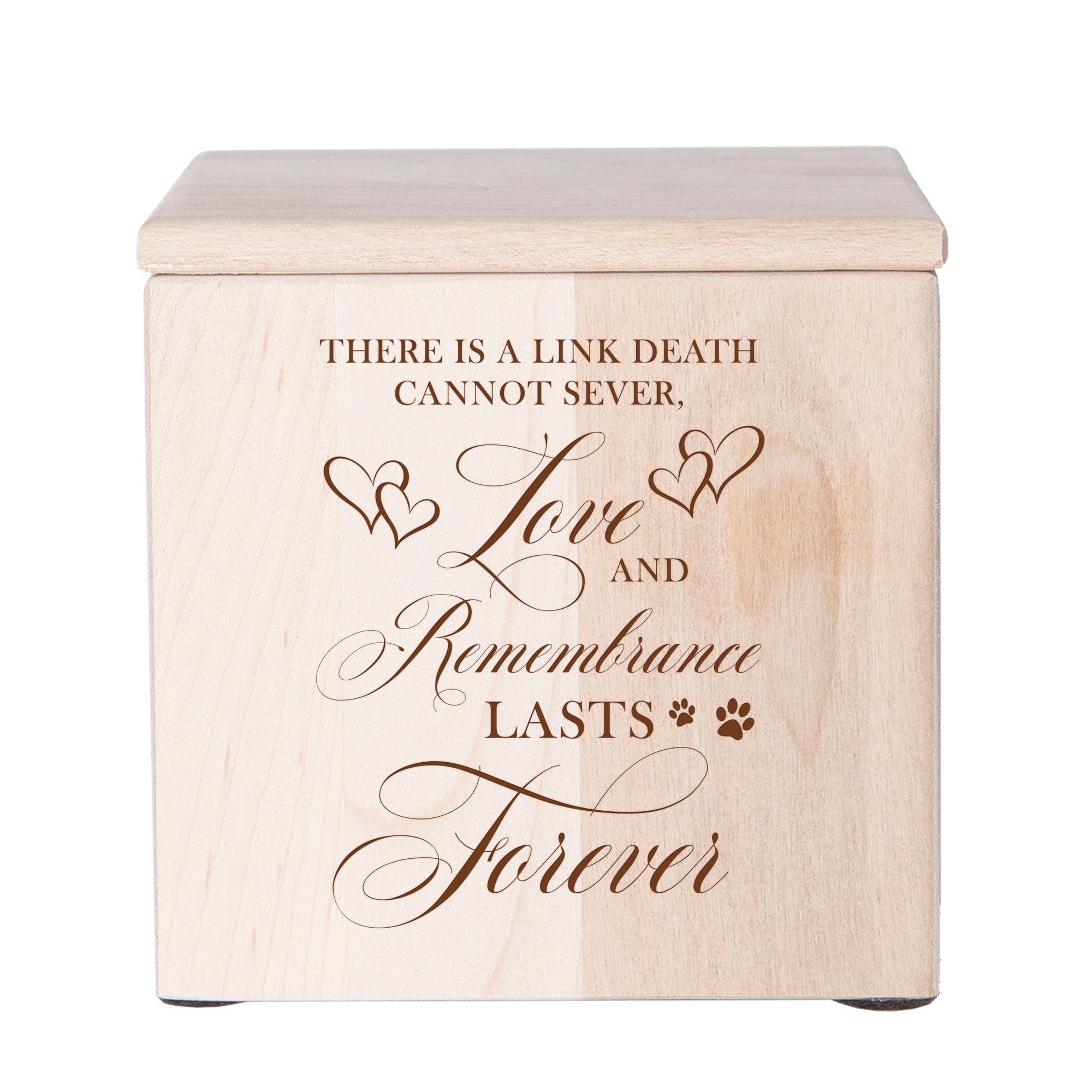 Pet Memorial Keepsake Cremation Urn Box for Dog or Cat - There Is A Link Death Cannot Sever