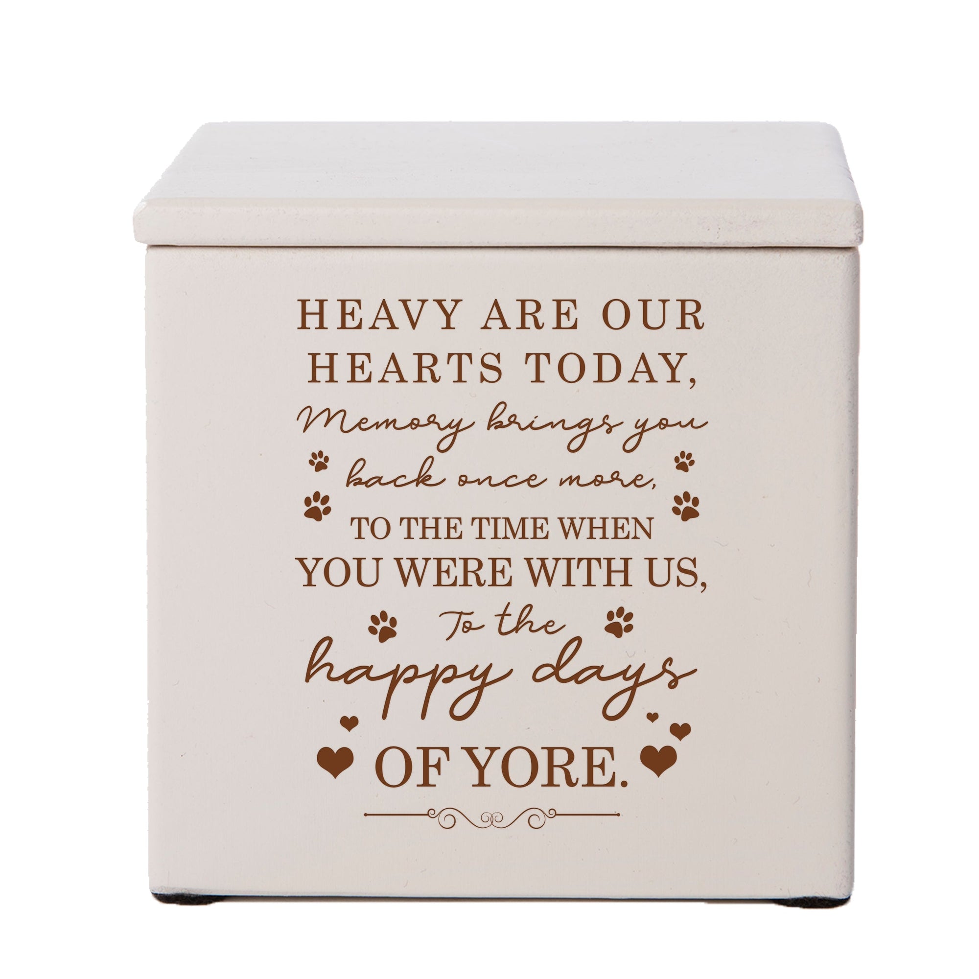 Pet Memorial Keepsake Cremation Urn Box for Dog or Cat - Heavy Are Our Hearts Today