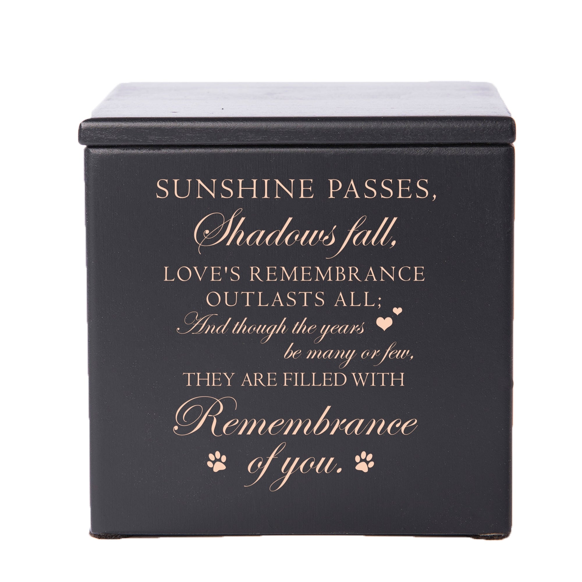 Pet Memorial Keepsake Cremation Urn Box for Dog or Cat - Sunshine Passes, Shadows Fall