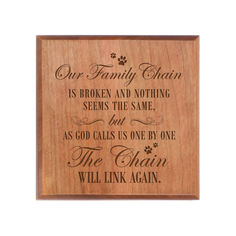 Pet Memorial Keepsake Urn Box for Dog or Cat - Our Family Chain Is Broken