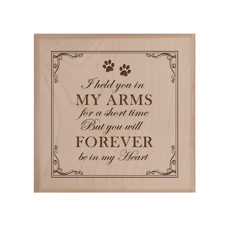 Pet Memorial Keepsake Urn Box for Dog or Cat - I Held You In My Arms