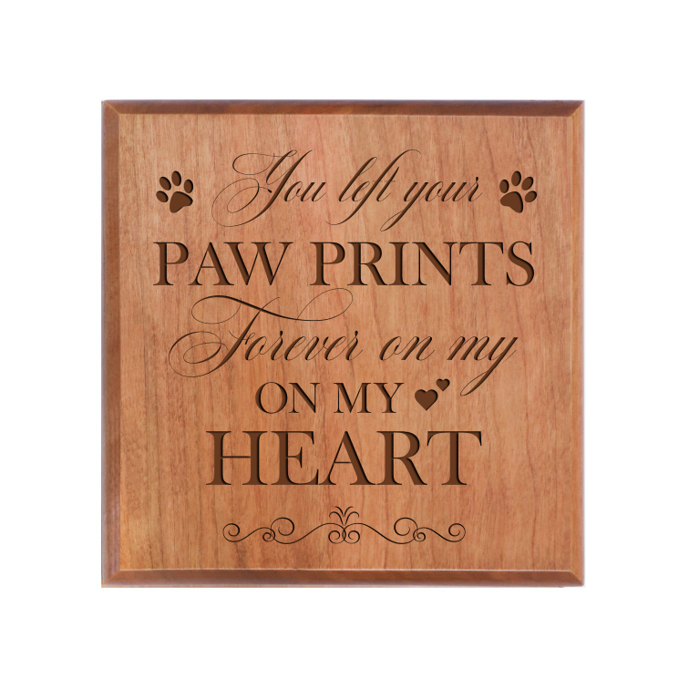 Pet Memorial Keepsake Urn Box for Dog or Cat - You Left Your Paw Prints