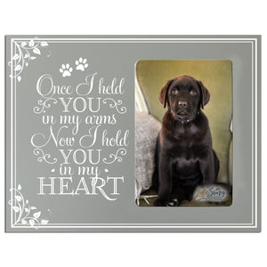 8x10 Grey Pet Memorial Picture Frame with the phrase "Once I Held You In My Arms"