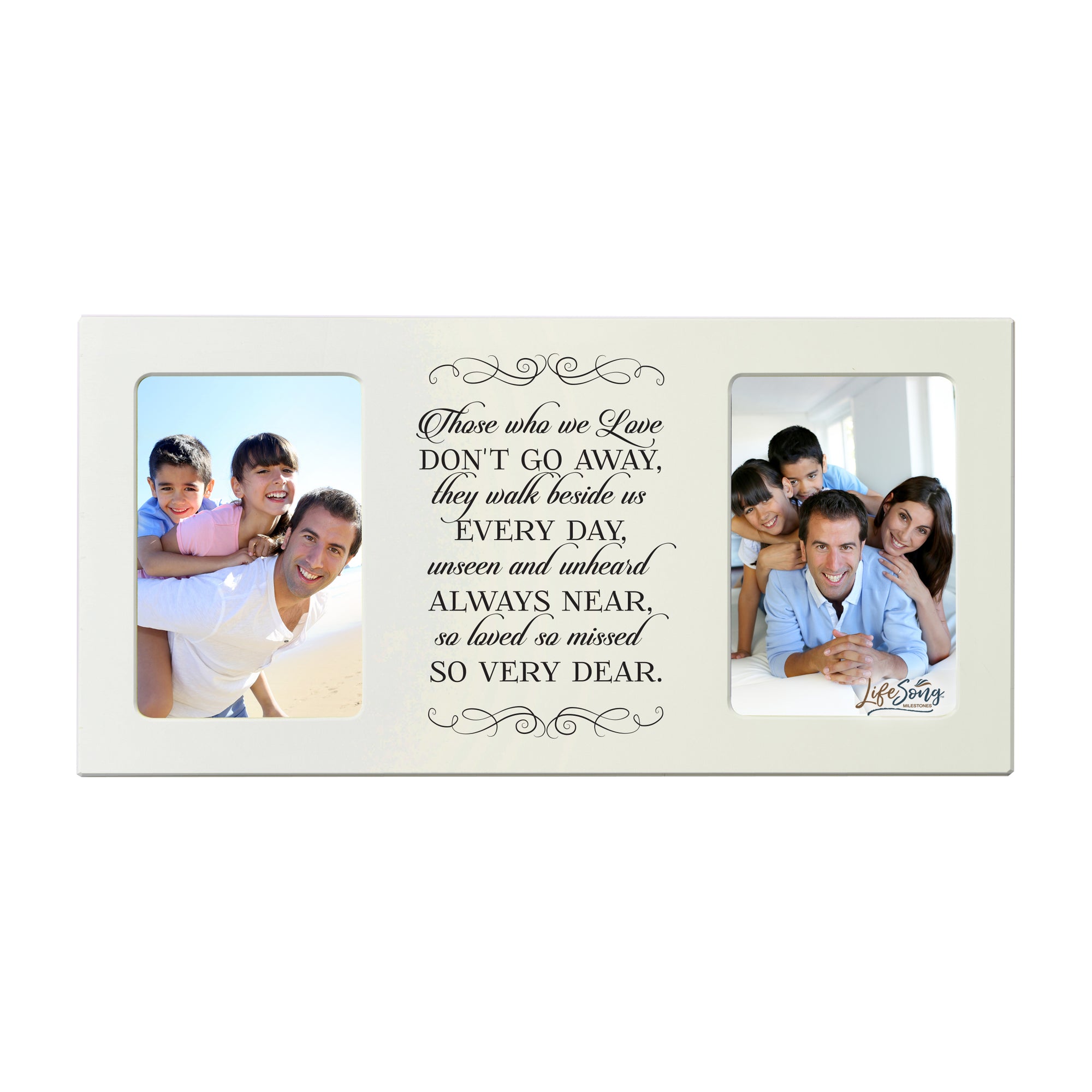 LifeSong Milestones Words of Condolences Message Quotes for Loss of Loved One- Bereavement Sympathy Memorial Picture Frame Gift Ideas - 8”x16” Holds two 4”x6” Photos