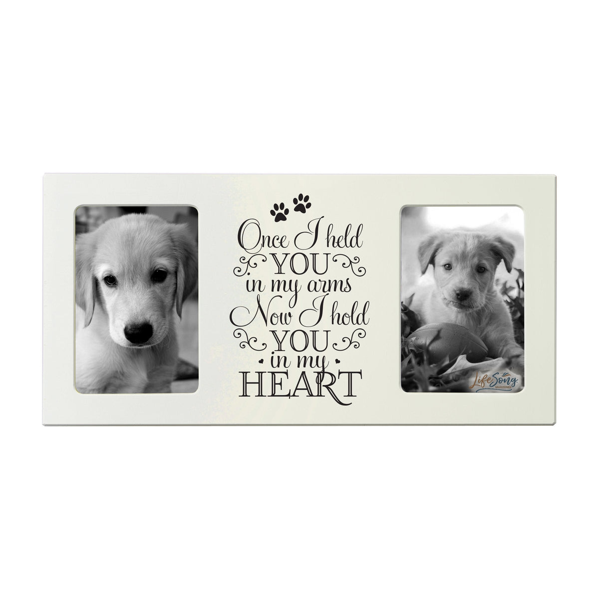 Ivory Pet Memorial Double 4x6 Picture Frame with phrase &quot;Once I Held You&quot;