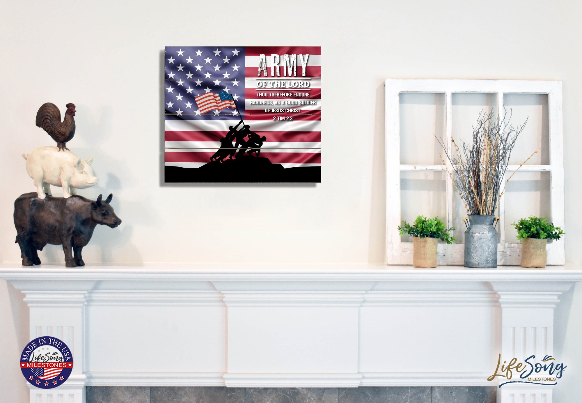 Wooden American Flag Patriotic Veteran Wall Sign Gift - Army