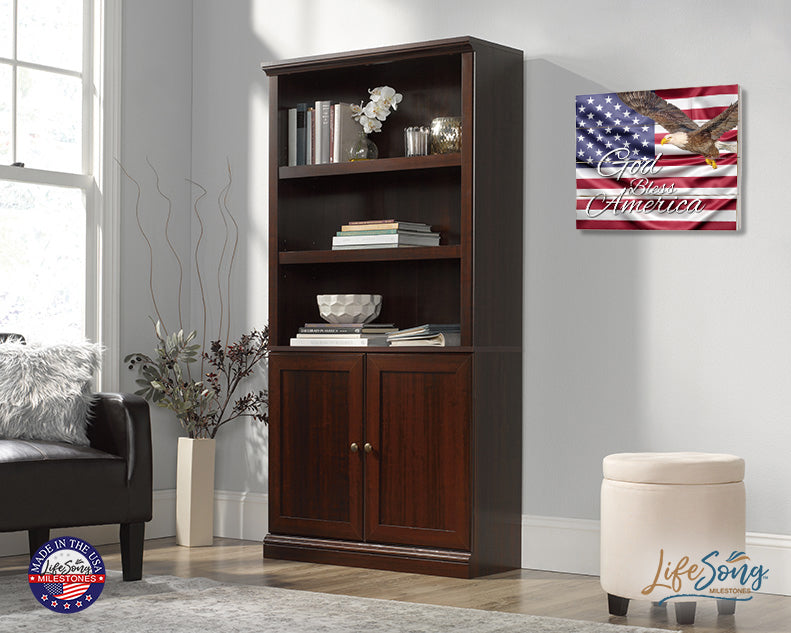 Wooden American Flag Patriotic Veteran Wall Sign Gift - God Bless