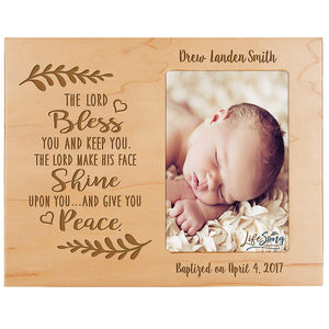 Personalized Baptized Photo Frame - The Lord Bless maple