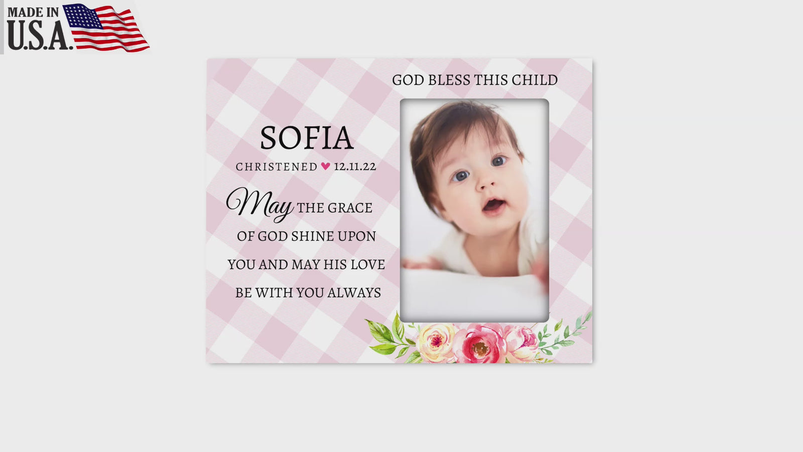 Personalized Wooden Christening Picture Frame
