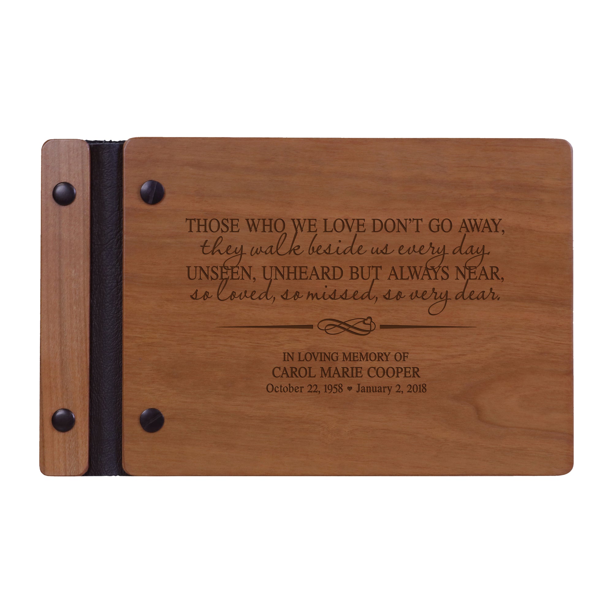 wooden memorial funeral guestbook