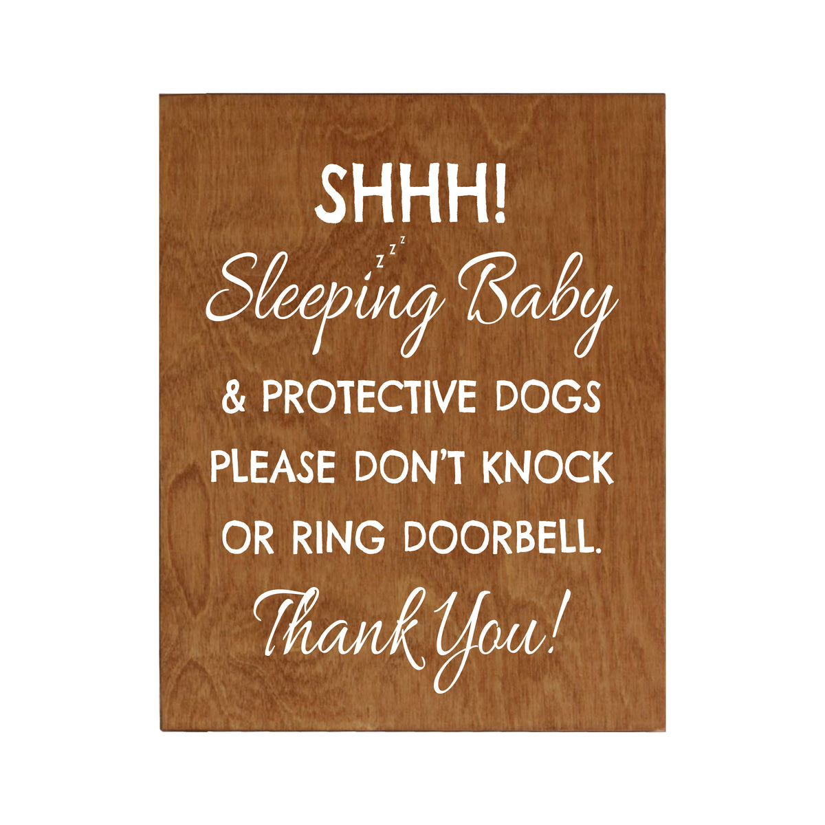 LifeSong Milestones Sleeping Baby Protective Puppies Baltic Birch Sign for Front Door - Do Not Knock or Ring Doorbell - Quiet Entry for House Home Decor - 8x10