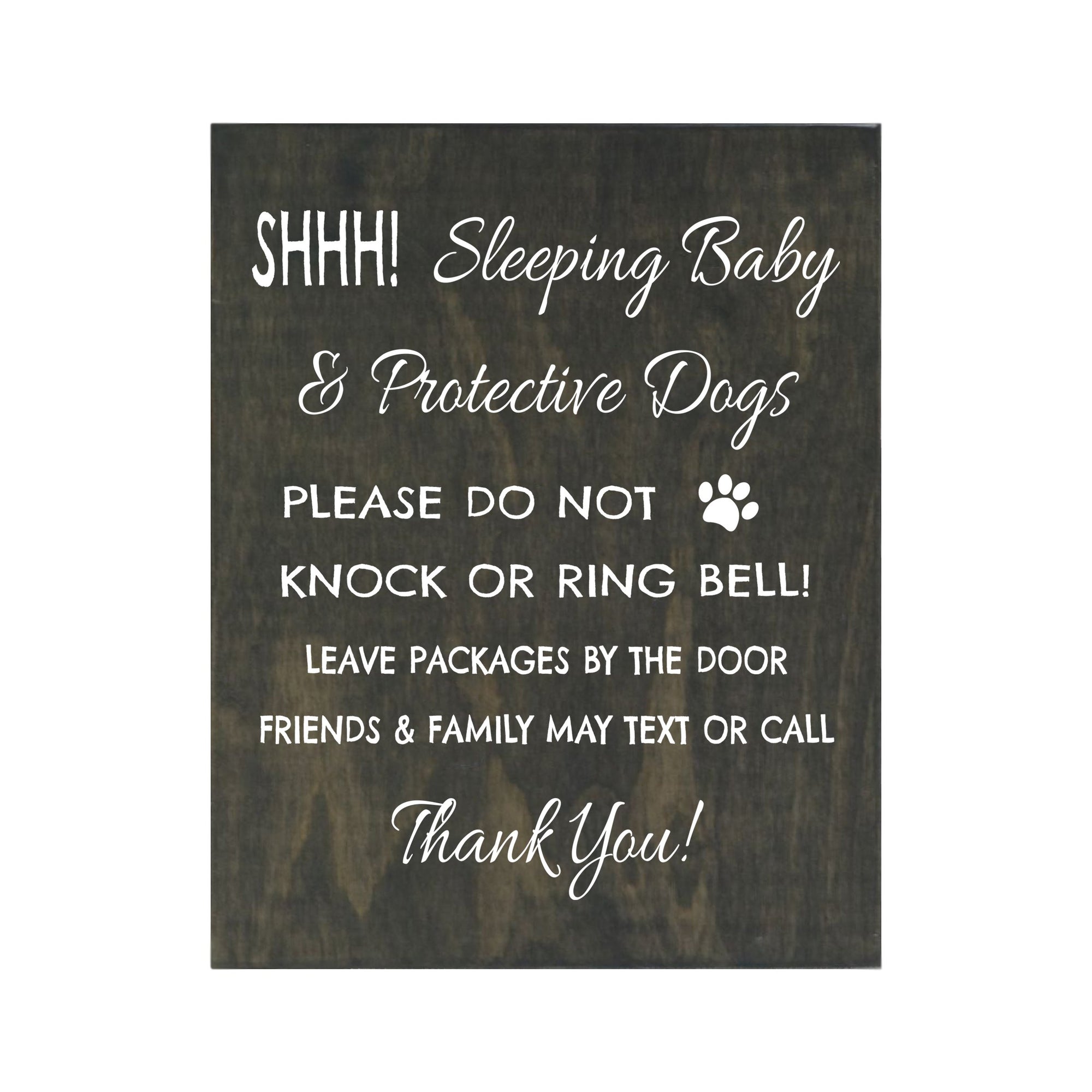 LifeSong Milestones Sleeping Baby Protective Puppies Baltic Birch Sign for Front Door - Do Not Knock or Ring Doorbell - Quiet Entry for House Home Decor - 8x10