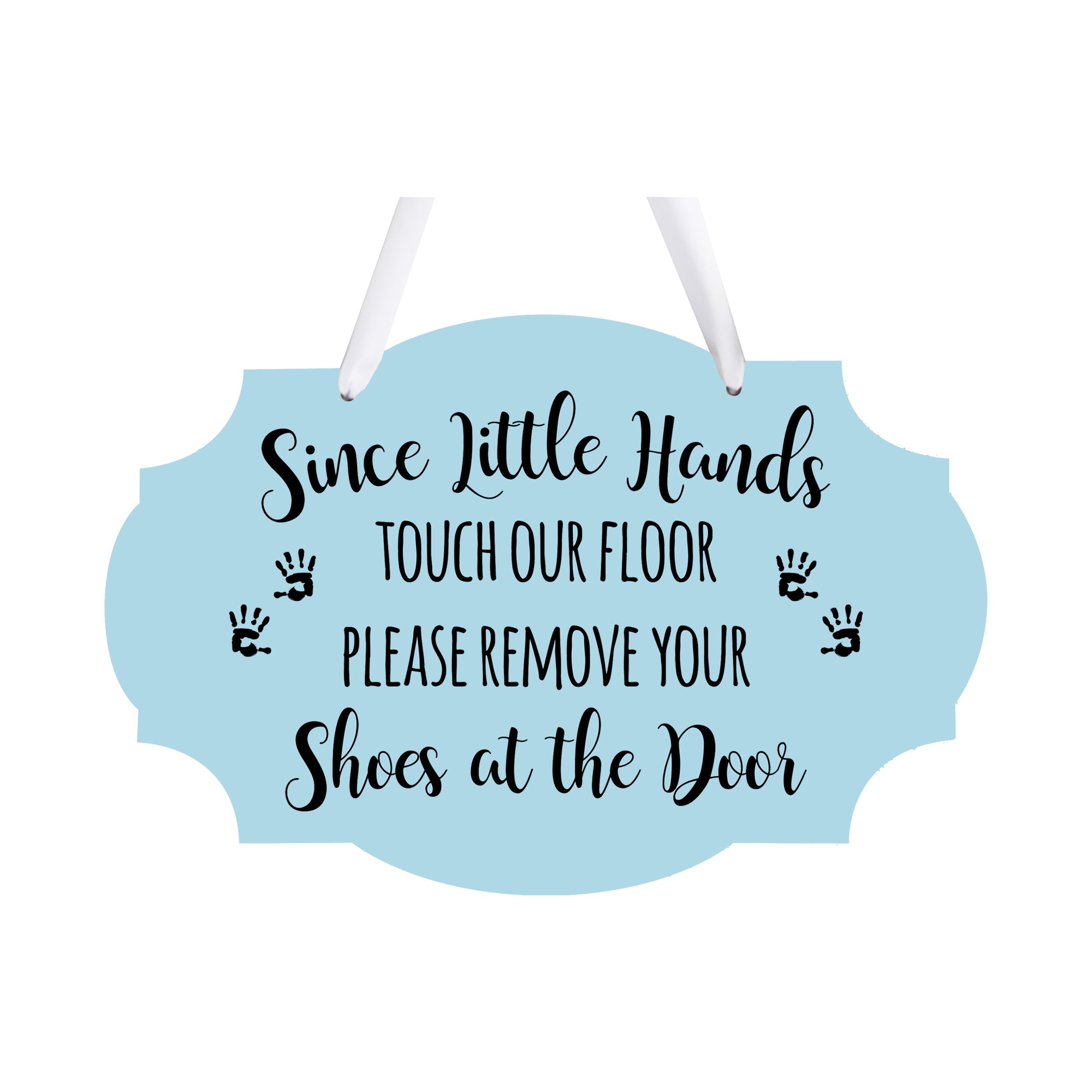 LifeSong Milestones Little Hands Baby Rope Sign for Entryway Laundry Room Rope Hanging Sign Decoration - Please Remove Shoes - Courtesy Sign For New Home - 8x12