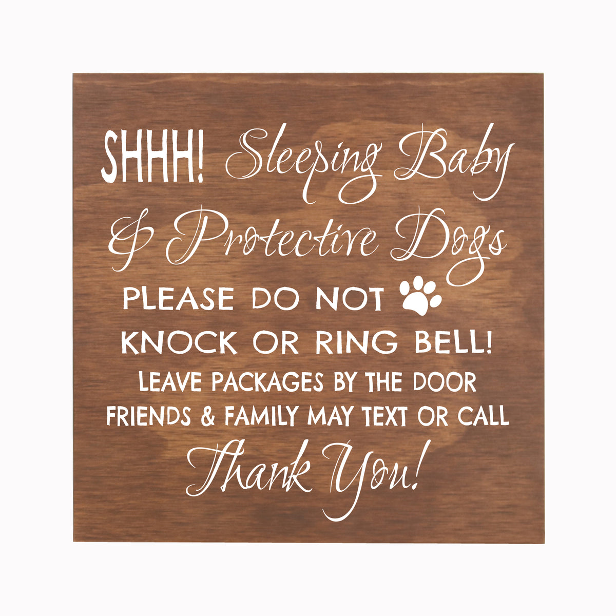 LifeSong Milestones Sleeping Baby Protective Puppies Baltic Birch Hanging Sign for Front Door - Do Not Knock or Ring Doorbell - Quiet Entry for House New Home Decor - 10x10