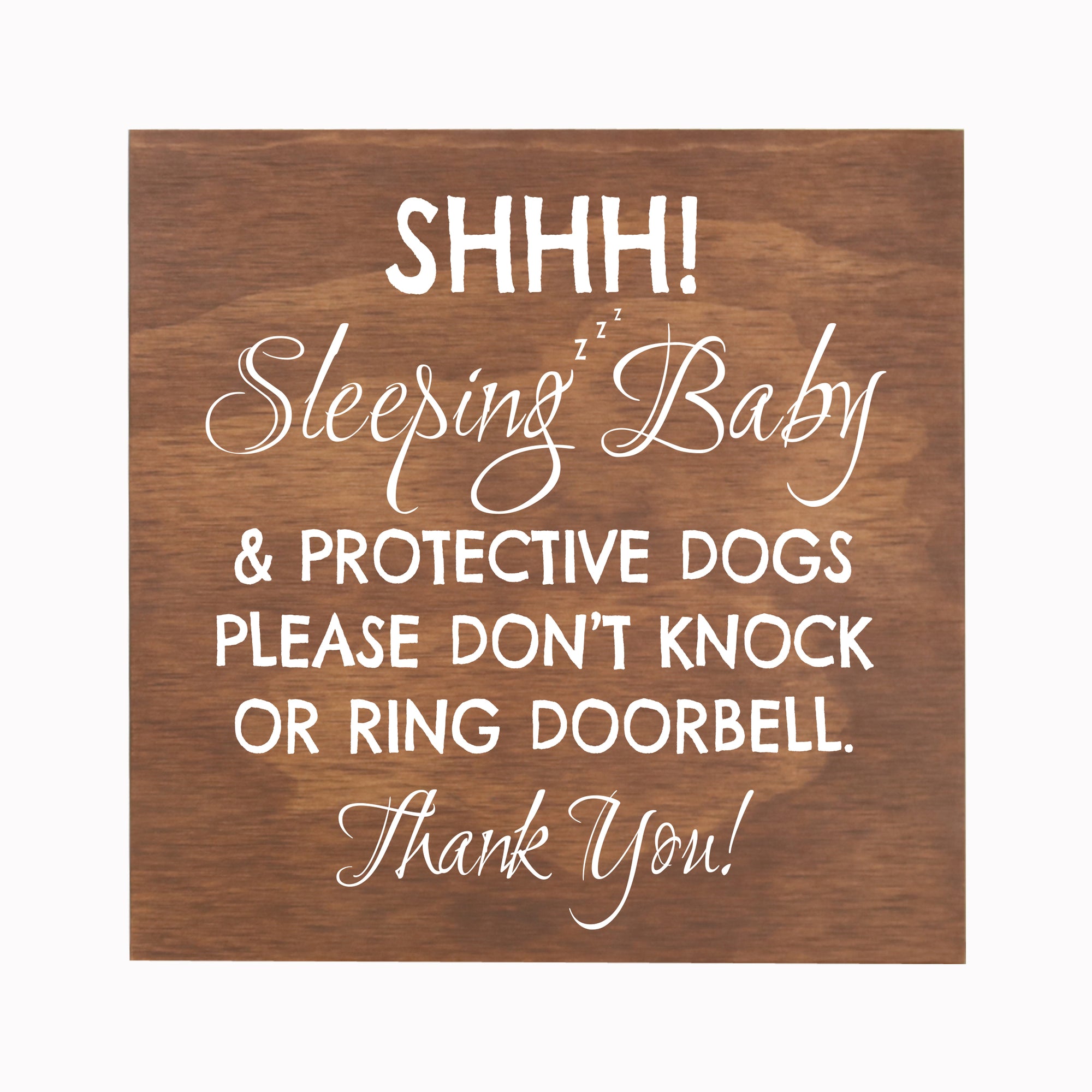 LifeSong Milestones Sleeping Baby Protective Puppies Baltic Birch Hanging Sign for Front Door - Do Not Knock or Ring Doorbell - Quiet Entry for House New Home Decor - 10x10
