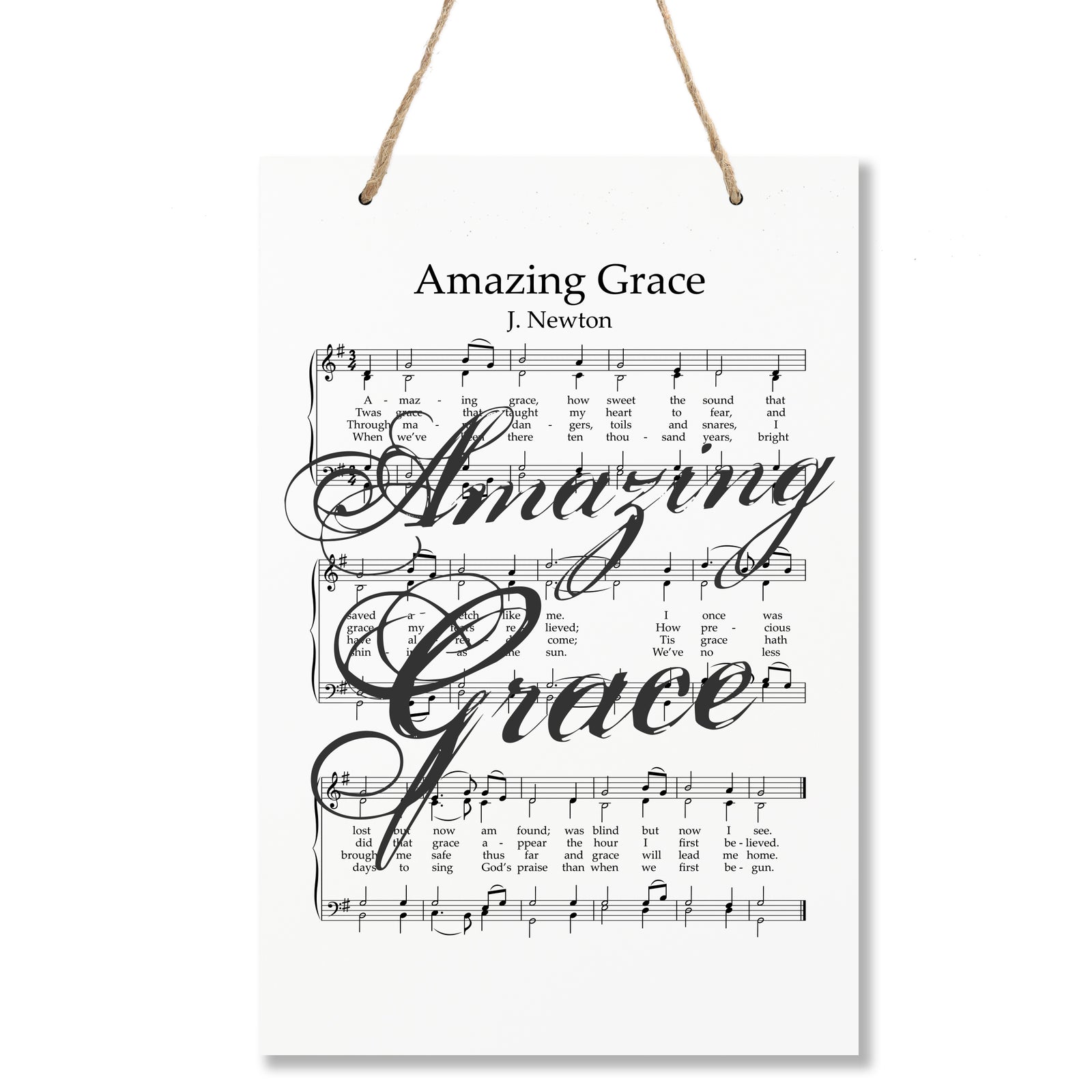 Lifesong Milestones Sheet Music Wall Art Plaque Gifts With Hymn and Song Lyrics -  8” x 12” Wooden Hanging Rope Sign