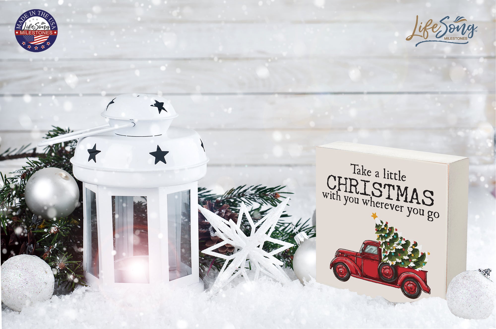 Red Farm Truck Holiday Shelf Décor - Take A Little Christmas Everywhere