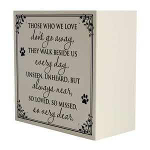 Pet Memorial Shadow Box Cremation Urn for Dog or Cat - Those Who We Love Don't Go Away