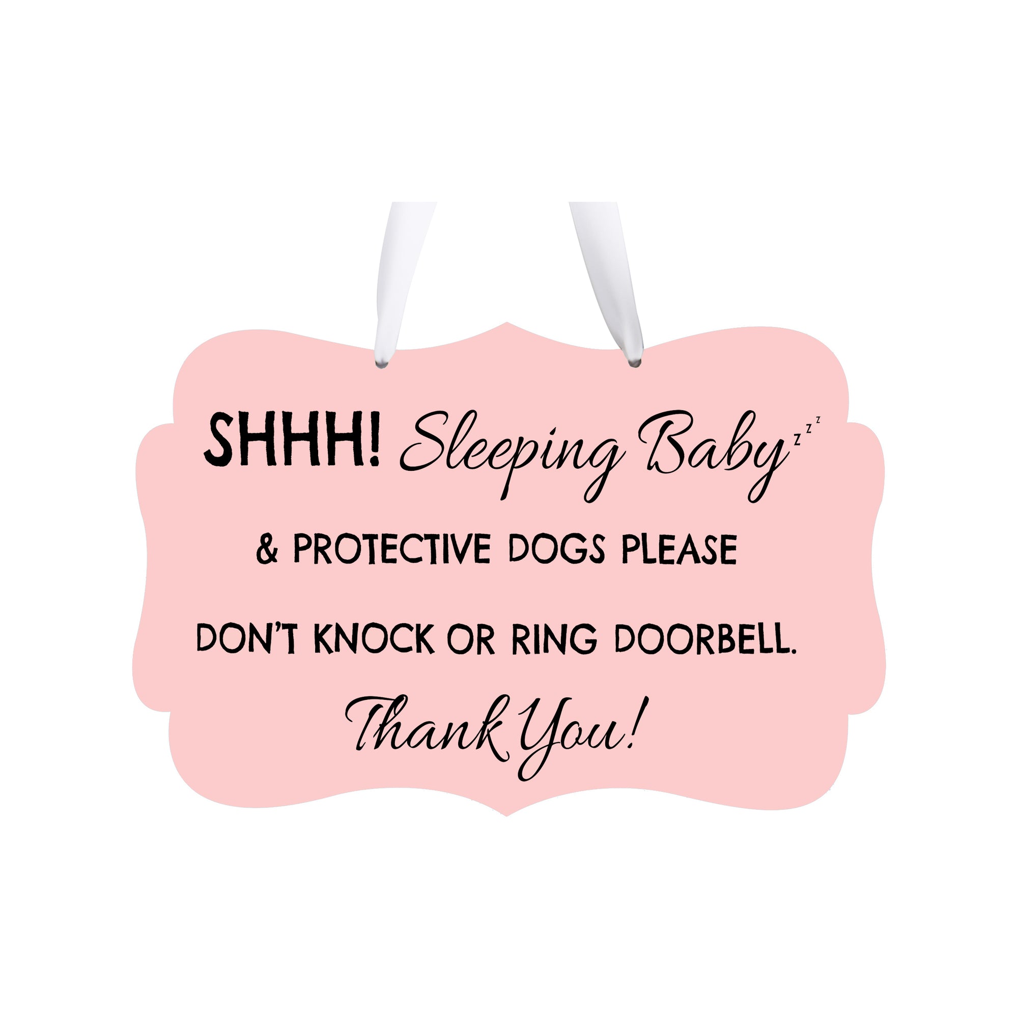 LifeSong Milestones Sleeping Baby Protective Puppies Rope Hanging Sign for Front Door - Do Not Knock or Ring Doorbell - Quiet Entry for House New Home Decor - 8x12