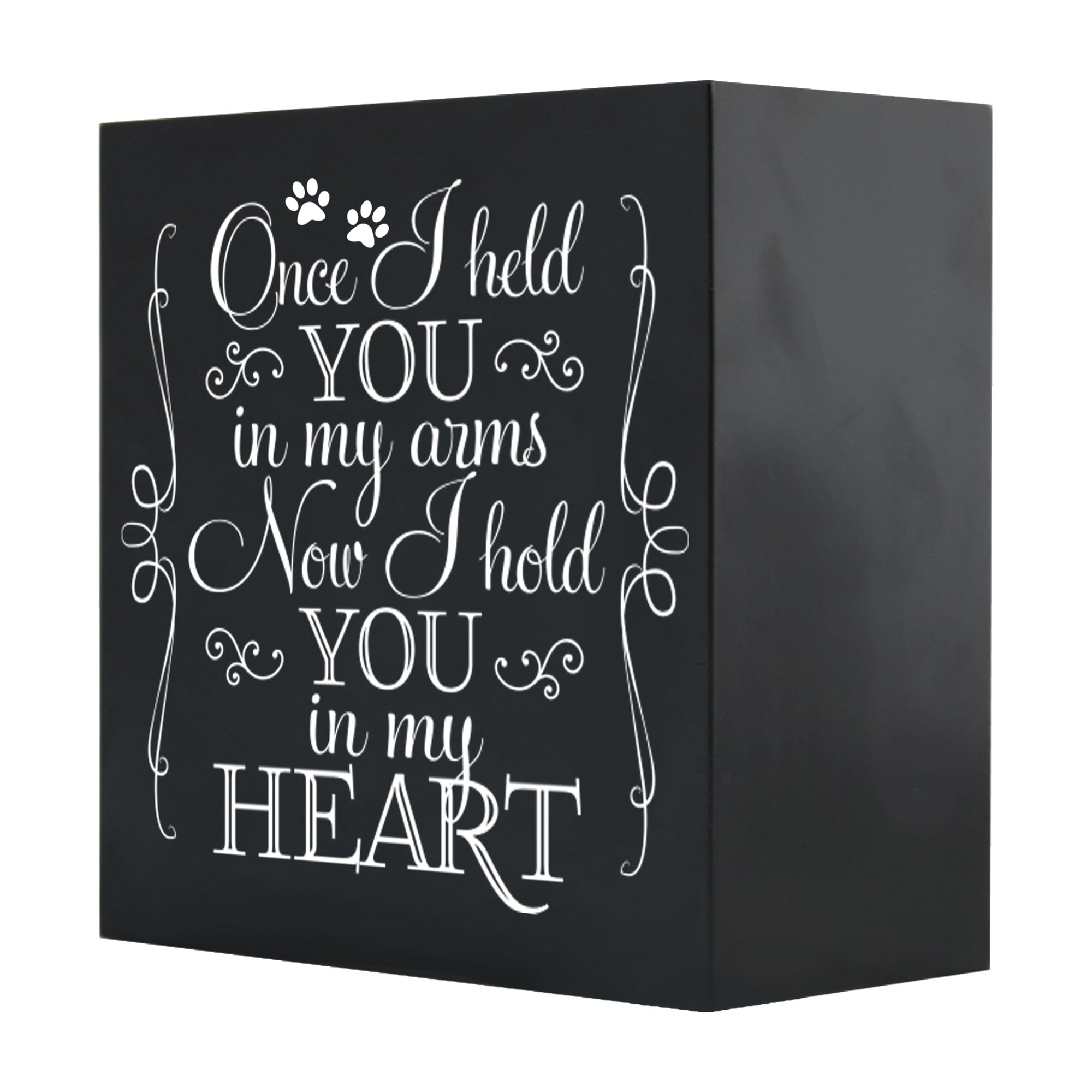 Pet Memorial Shadow Box Cremation Urn for Dog or Cat - Once I Held You In My Arms