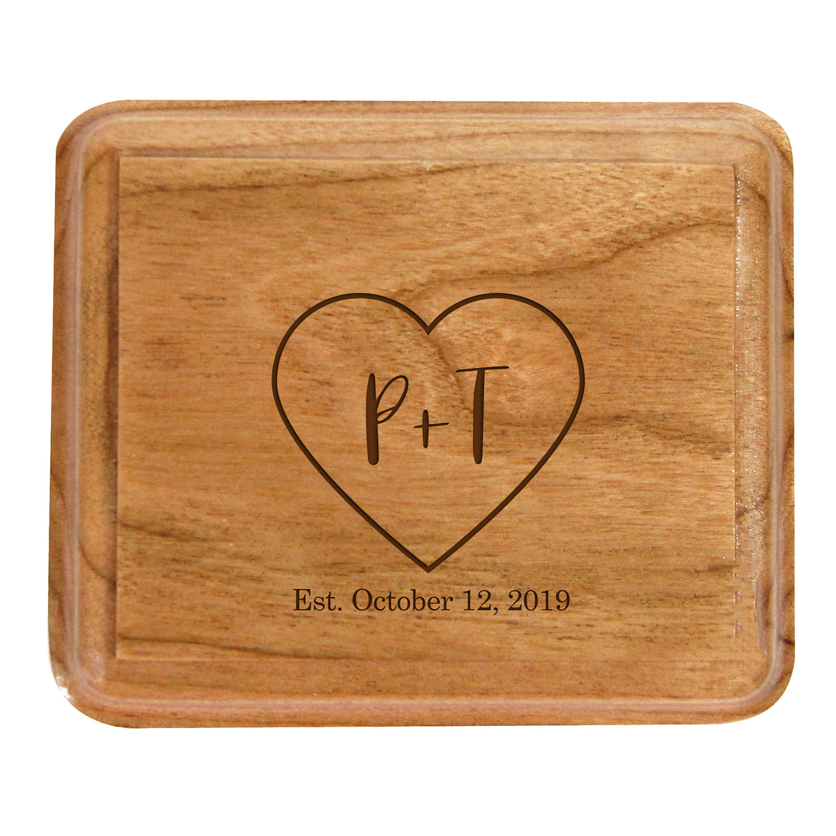 Custom Engraved Cherry Wedding Double Ring Box 3.5” x 3”