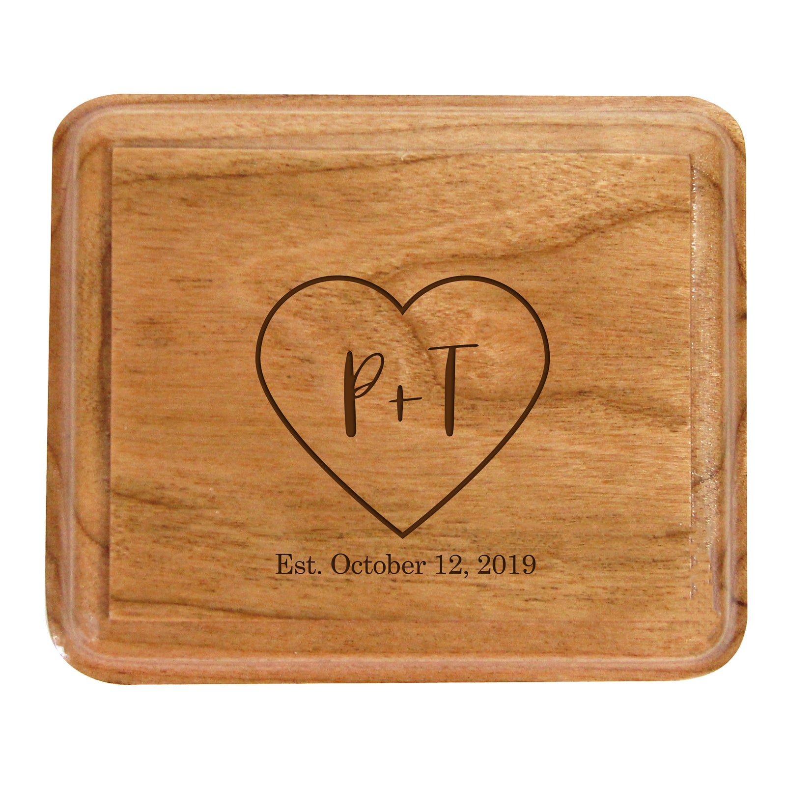 Custom Engraved Cherry Wedding Double Ring Box 3.5” x 3”