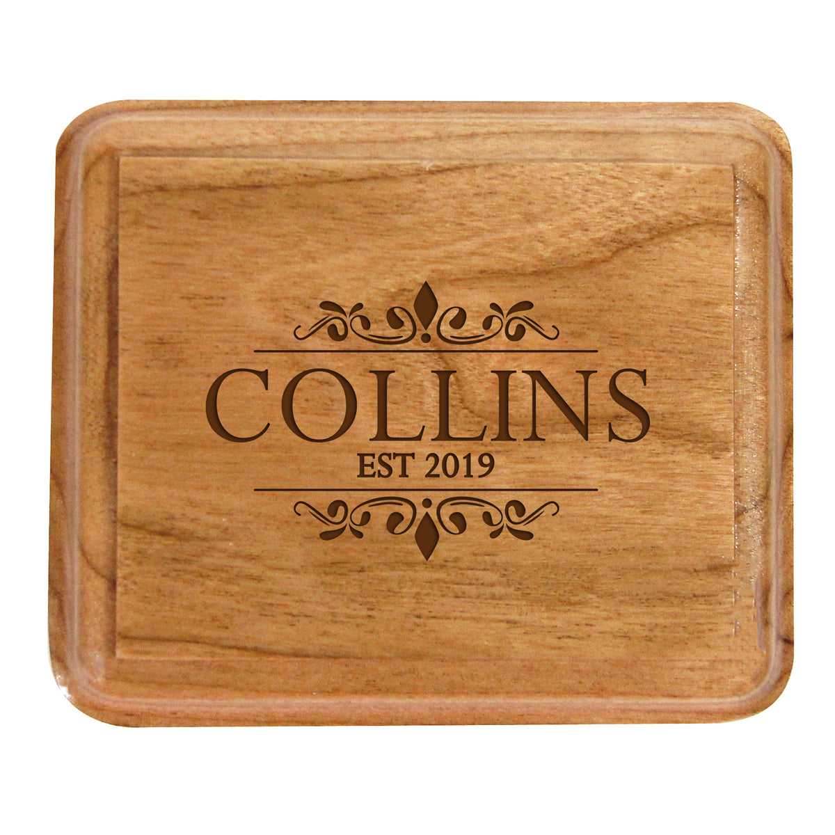 Custom Engraved Cherry Wedding Double Ring Box 3.5” x 3”