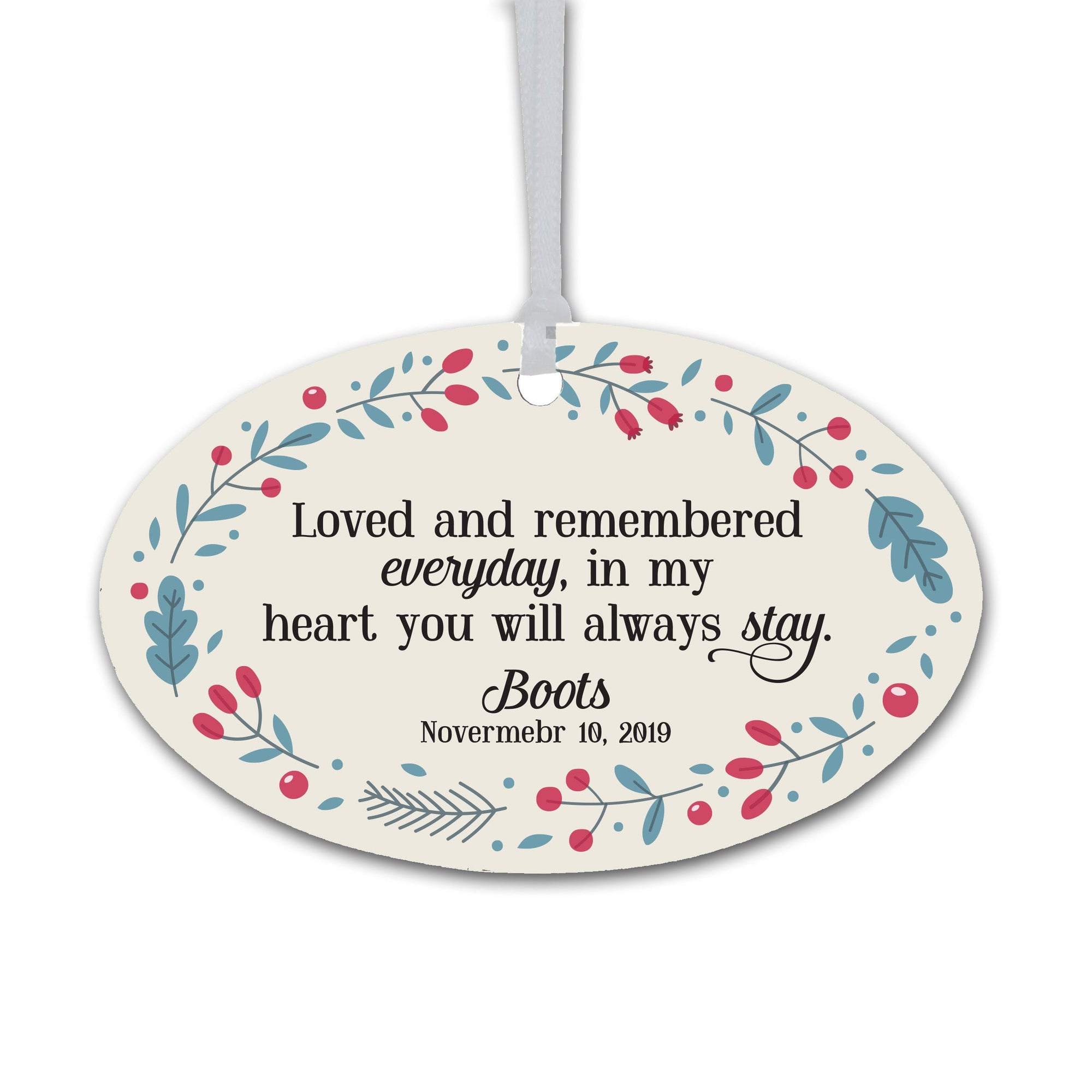 Pet Memorial Oval Ornament - Loved and Remembered