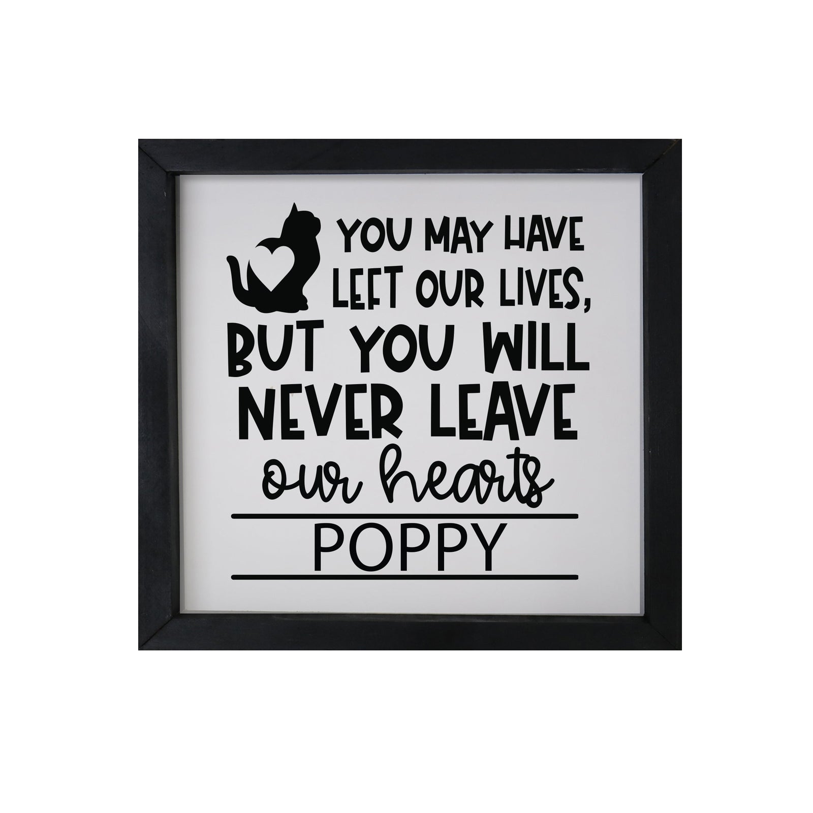 Pet Memorial Framed Shadow Box Décor - You May Have Left Our Lives (Cat)