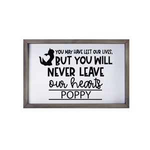 Pet Memorial Framed Shadow Box Décor - You May Have Left Our Lives (Cat)