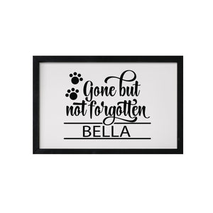 7x10 Black Framed Pet Memorial Shadow Box with phrase "Gone But Not Forgotten"