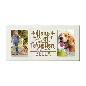 Ivory Pet Memorial Double 4x6 Picture Frame with phrase "Gone But Not Forgotten"