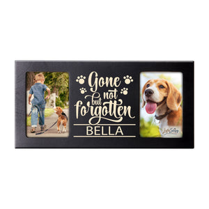 Black Pet Memorial Double 4x6 Picture Frame with phrase "Gone But Not Forgotten"