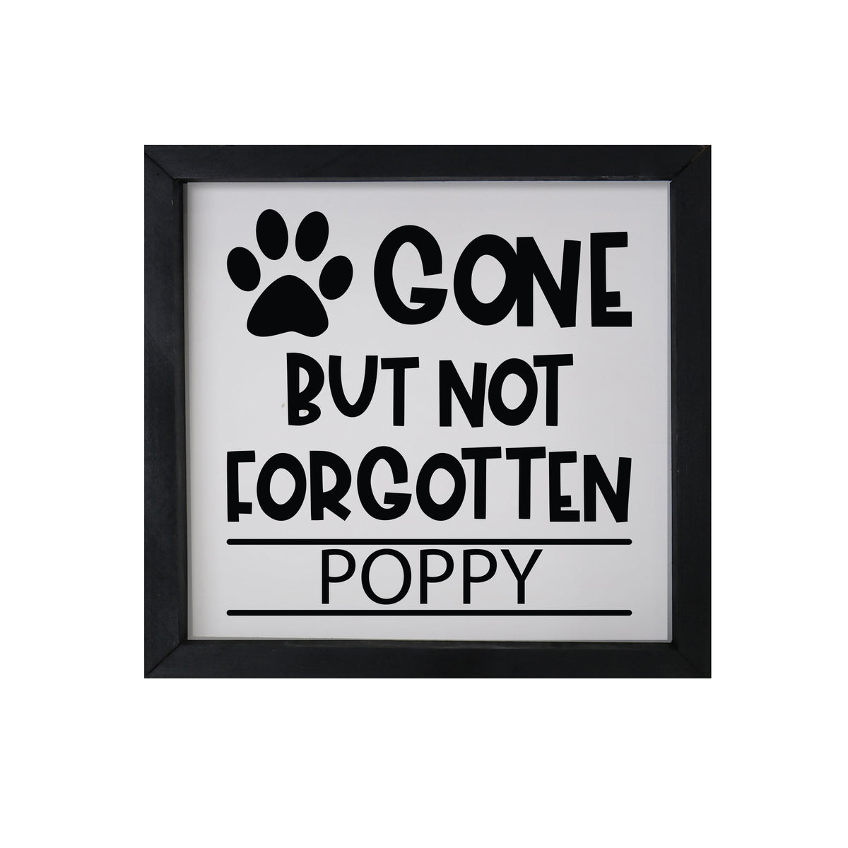 11.5x11.5 Black Framed Pet Memorial Shadow Box with phrase &quot;Gone But Not Forgotten&quot;