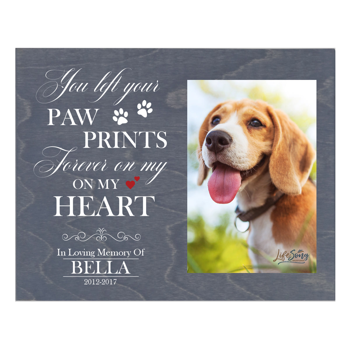 Pet Memorial Photo Wall Plaque Décor - You Left Your Paw Prints