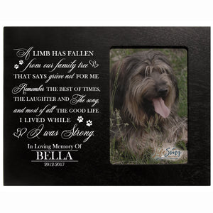 8x10 Black Pet Memorial Picture Frame with the phrase "A Limb Has Fallen"