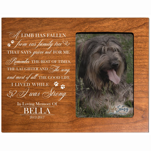 8x10 Cherry Pet Memorial Picture Frame with the phrase "A Limb Has Fallen"